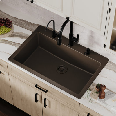 Évier de cuisine à simple cuve encastrable 33 po x 22 po Karran Quartz
