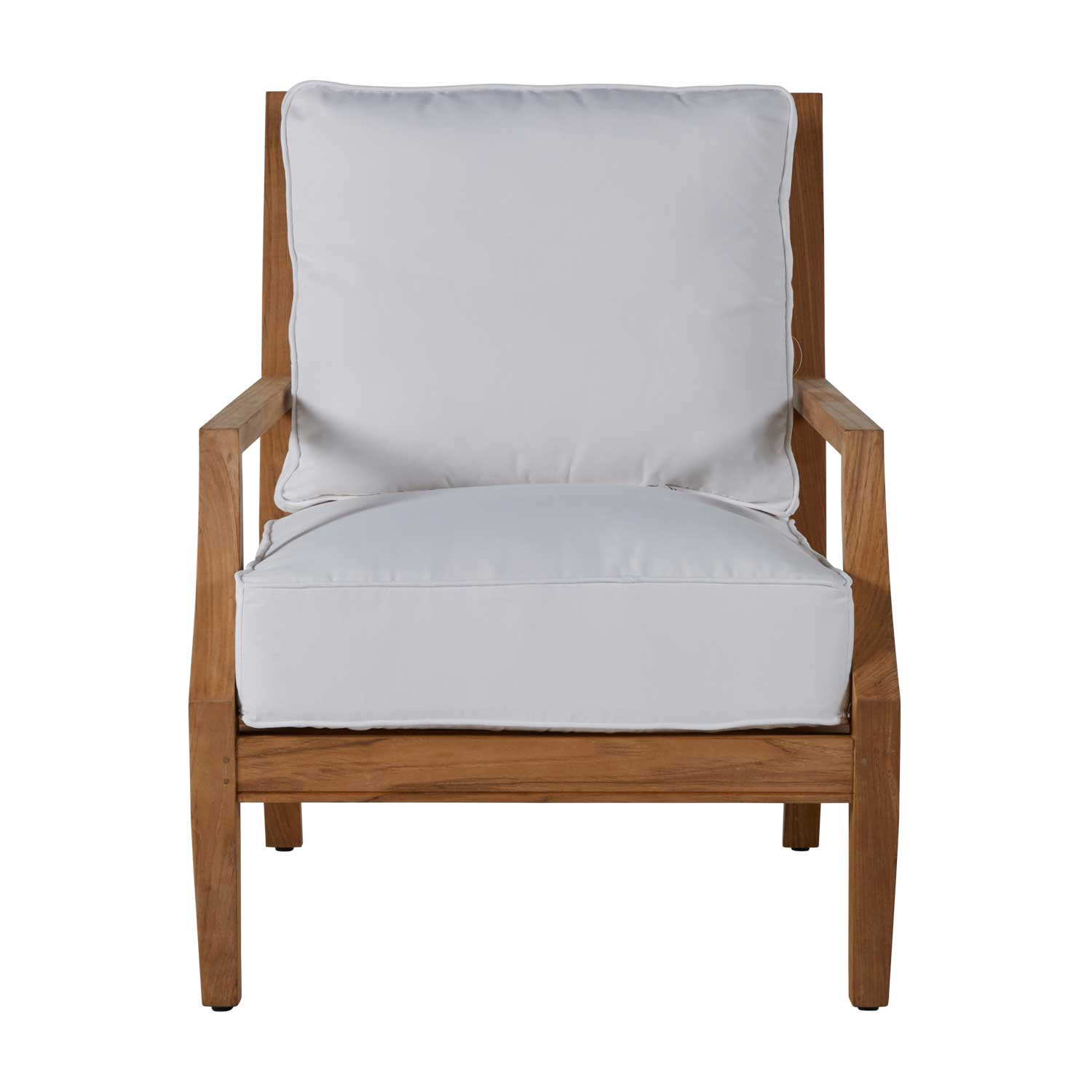 Haley Sunbrella® Patio Lounge Chair, Welt + Standard fill, Natural White, Natural Teak