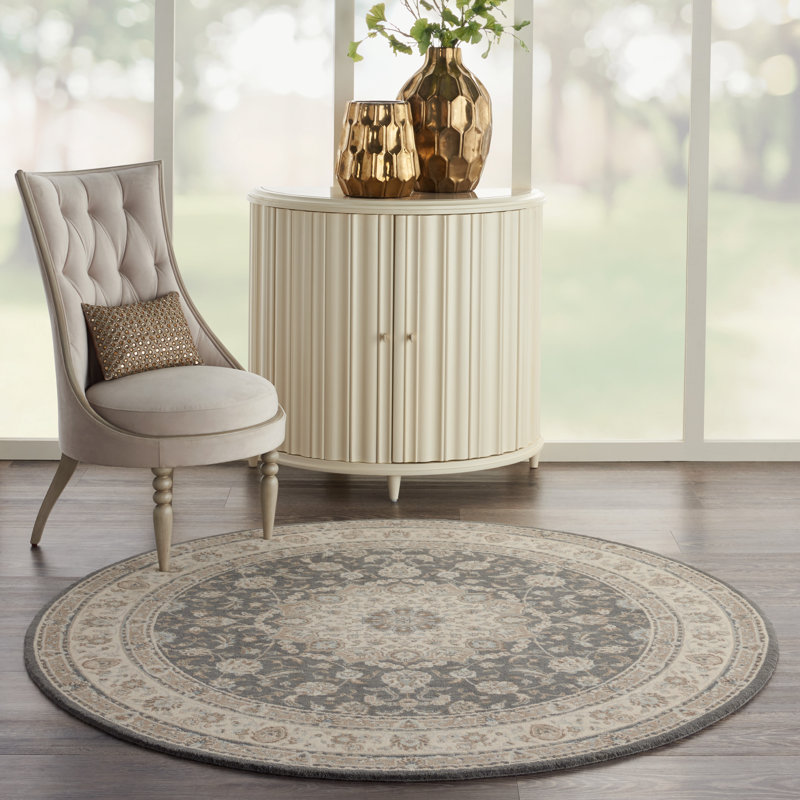 Tapis ivoire en laine Crownover, Rond 5 pi 10 po
