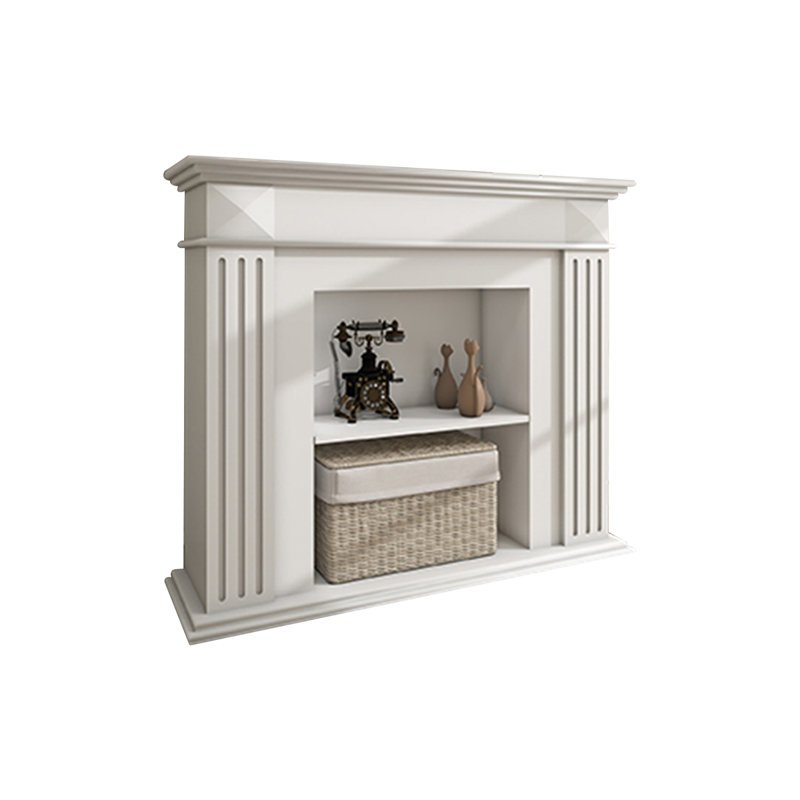 Foyer autoportant en bois massif beige, H 39,37 po x l 47,24 po x P 11,81 po