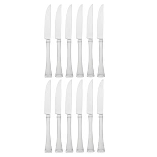 Steak Knives Set of 6 - Premium Stainless Steel, Dishwasher Safe - Polished  Shiny Blade & Handle, Straight Edge - Kitchen Table Knife Set 4.5 Inch