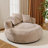 Compression 52" W Oversize Adult Round Faux Fur Foam Filled Bean Bag Sofa With 3 Back Pillows-1053155293