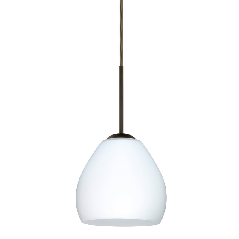 Luminaire suspendu en forme de cloche à 1 lumière Eynesil, Opale matte, Bronze, DEL