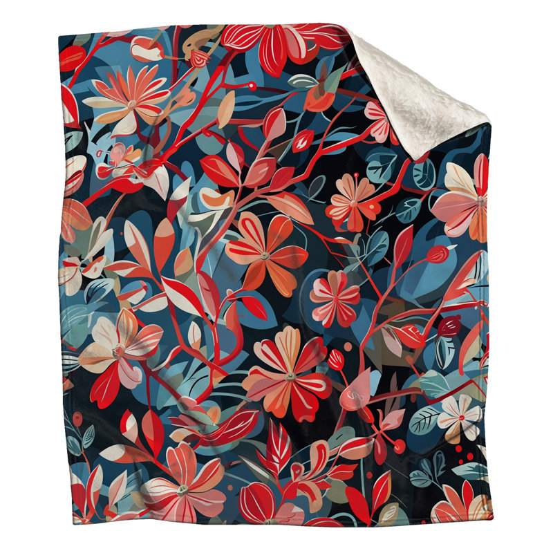 Couvertures vibrantes à motif floral, L 50 po x H 60 po
