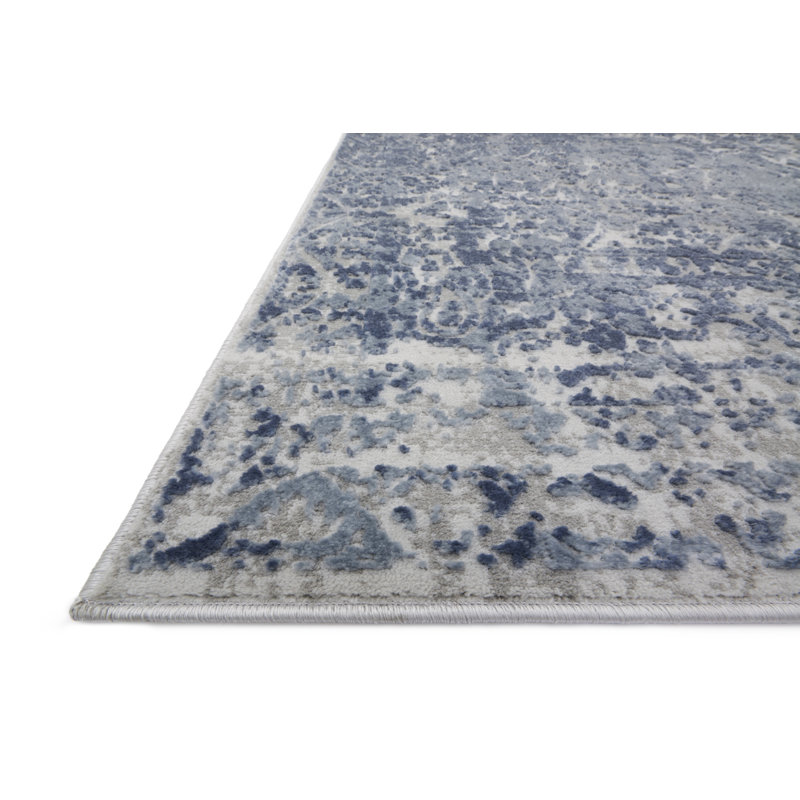 Tapis bleu tissé à la machine Jent, Rectangle 9 pi 6 po x 13 pi