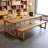 Brown Rectangular Solid Wood Dining Table-108918975