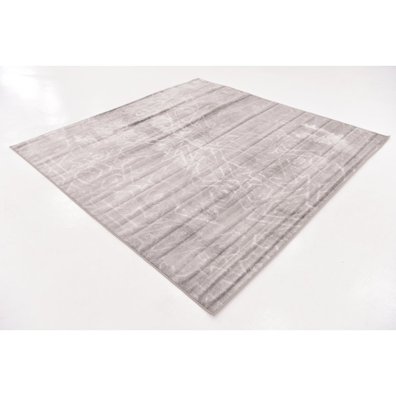 Tapis abstrait gris foncé Brandt, Carré 7 pi 10 po