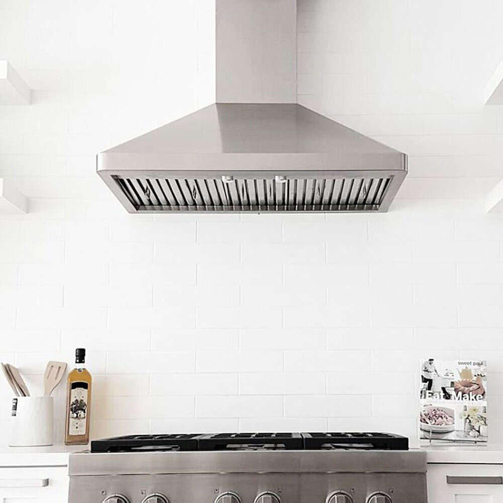 Hotte de cuisinière contemporaine murale, acier inoxydable noir