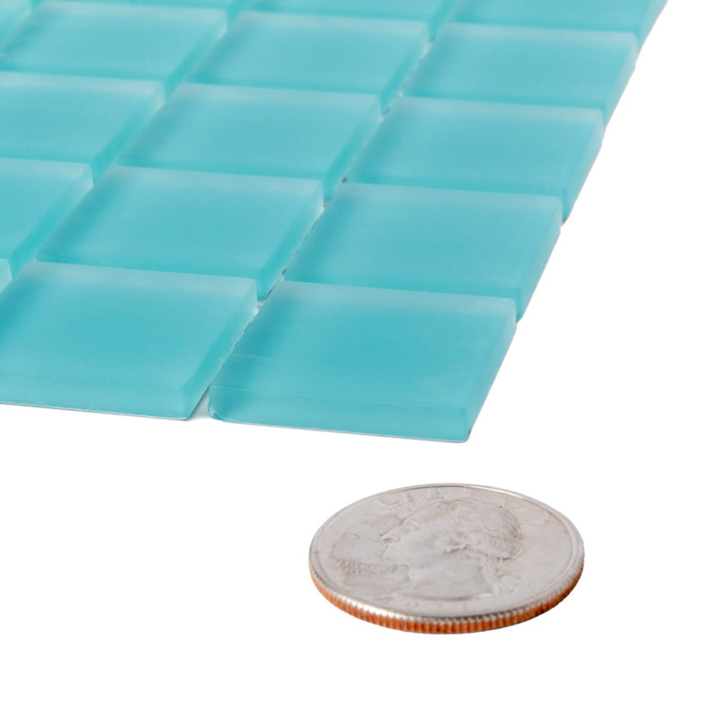 11.8" X 11.8" Matte Finished Glass Mosaic Tile, Aqua