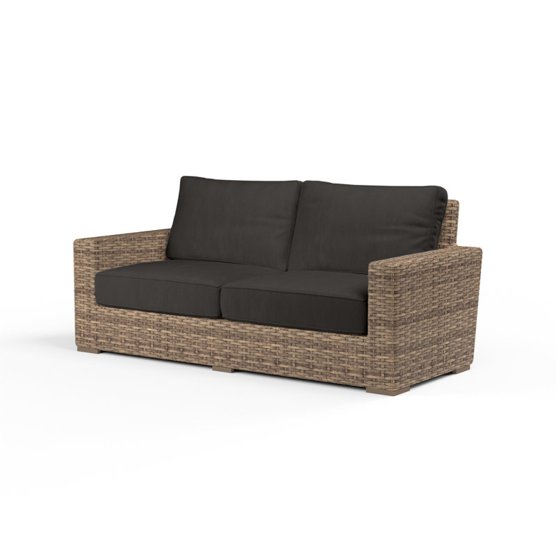 Havana 75.75'' Wide Rectangle Loveseat with Sunbrella® Cushions, Spectrum Carbon Sunbrella® Plainweave