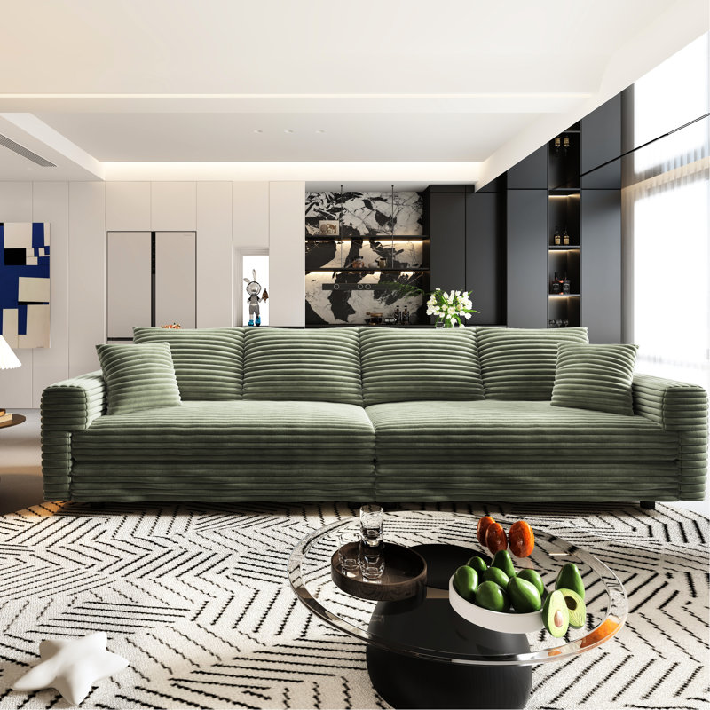 Velours côtelé 102,4 po 102,4 po moderne, avec coussins moelleux et éponge haute densité, offrant un espace de soutien confortable et une détente optimale