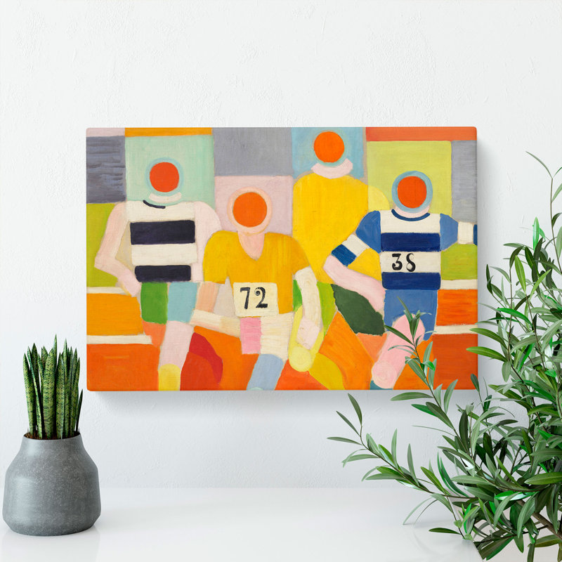 The Runners by Robert Delaunay - Wrapped Canvas Painting, 35cm H x 50cm W x 3cm D