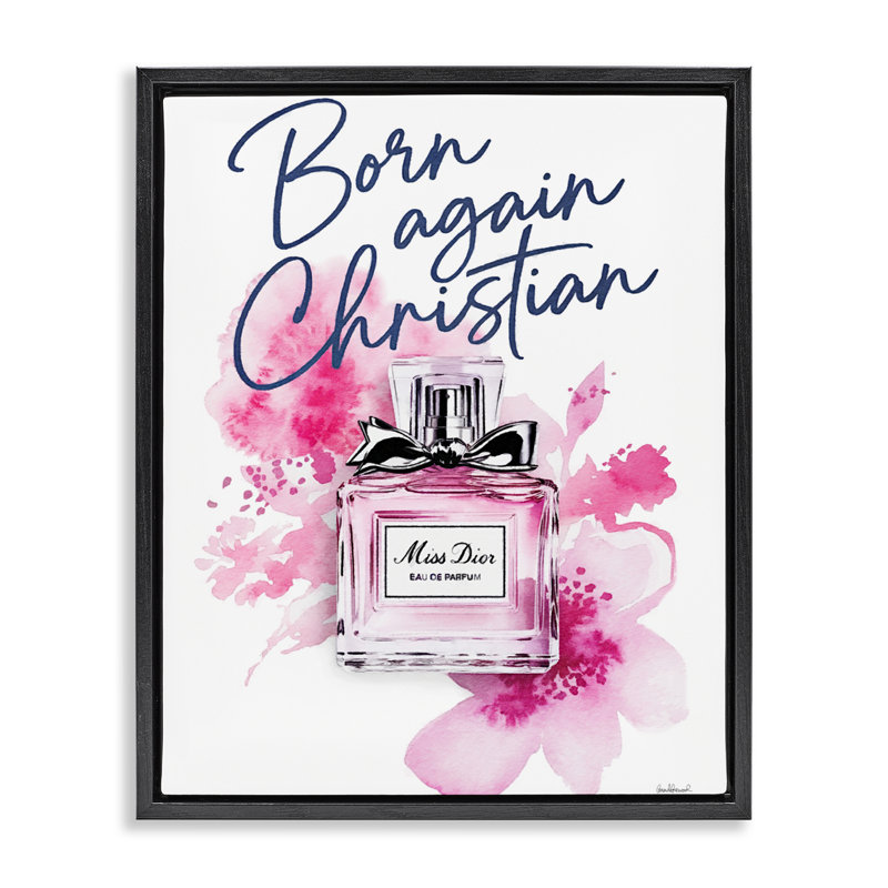 «Born Again Christian» avec cadre flottant parfumé, design par Amanda Greenwood, Cadre flottant noir de jais