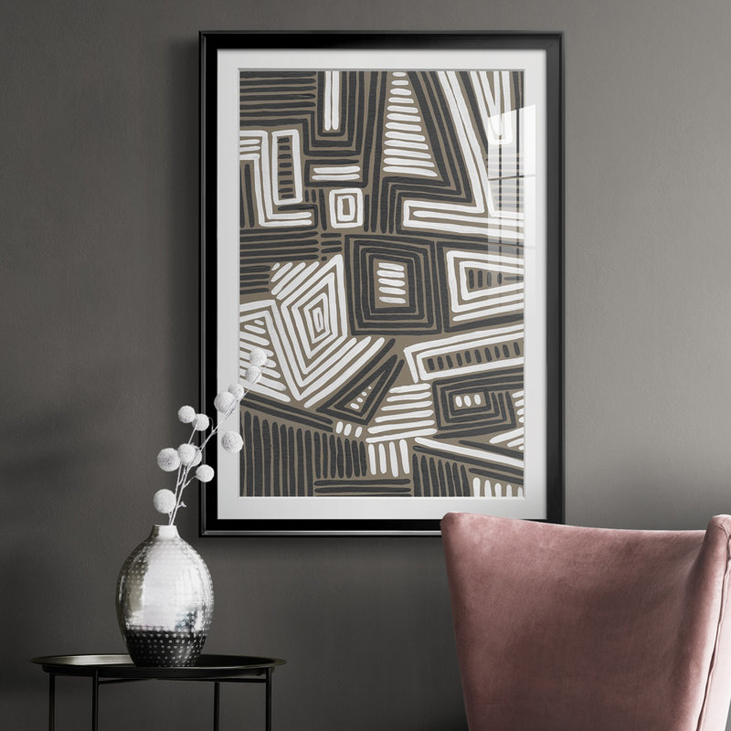 Abstract Maze II - reproduction de cadre photo, Cadre noir, H 30,5 po x l 22,5 po x P 1 po
