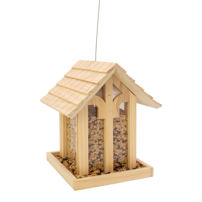 WOOD CHALET BIRDFEEDER