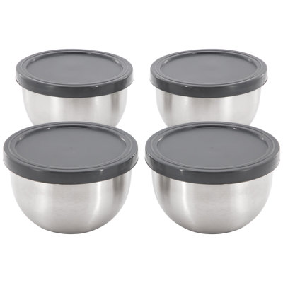 Oster 4 Piece 3.2 Inch Stainless Steel Mini Bowl Set with Lids