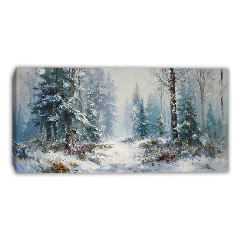 «Winter Path Through Pine Woods», art mural sur toile tendue, H 27,5 po x l 55 po