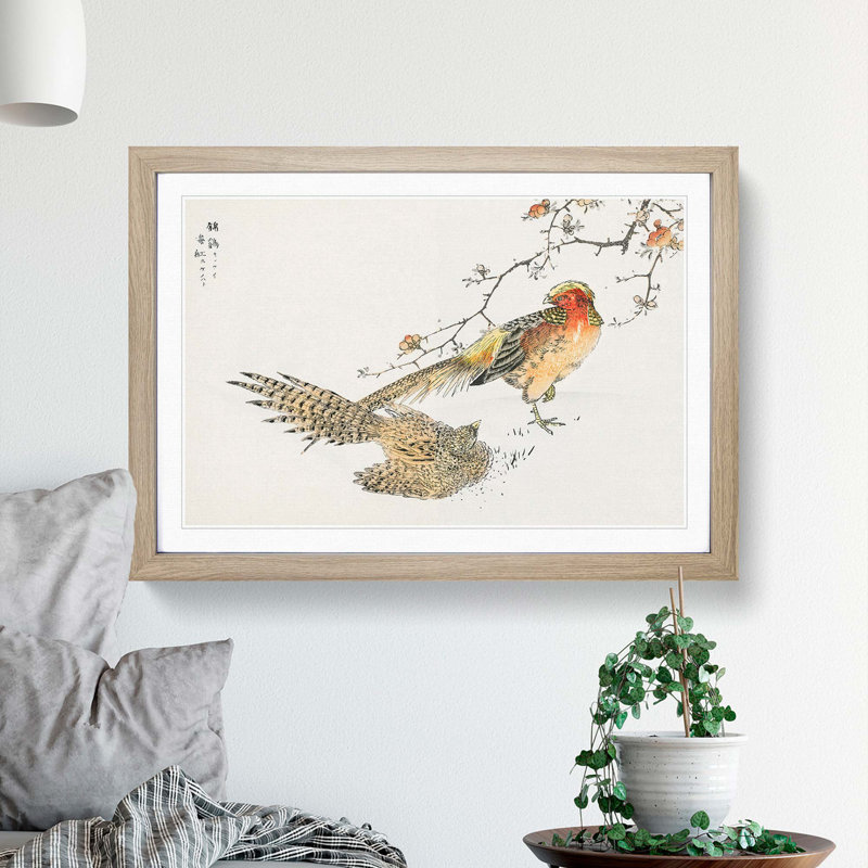 Golden Pheasant by Numata Kashu - Picture Frame Painting Print, Oak Framed, 62cm H x 87cm W x 2cm D