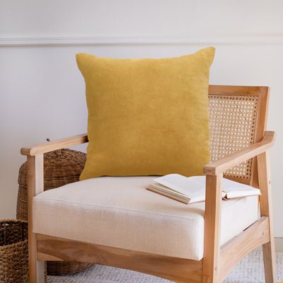 Oreiller à fermeture à glissière 100% coton 20 po x 20 po jaune