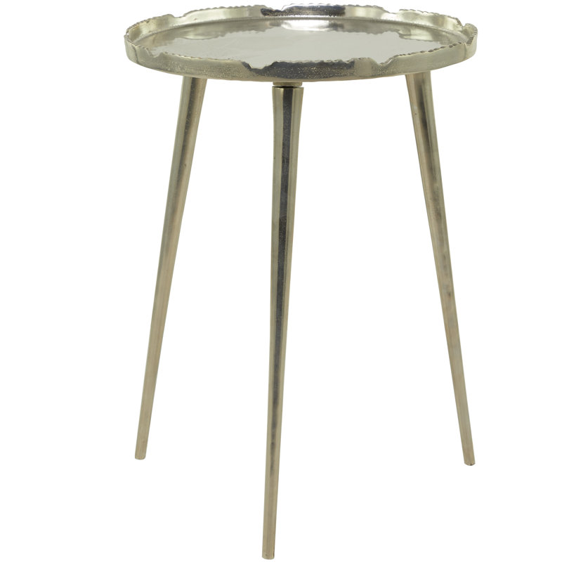 Ilay Aluminum Metal Side End Accent Table with Tray Top, Silver