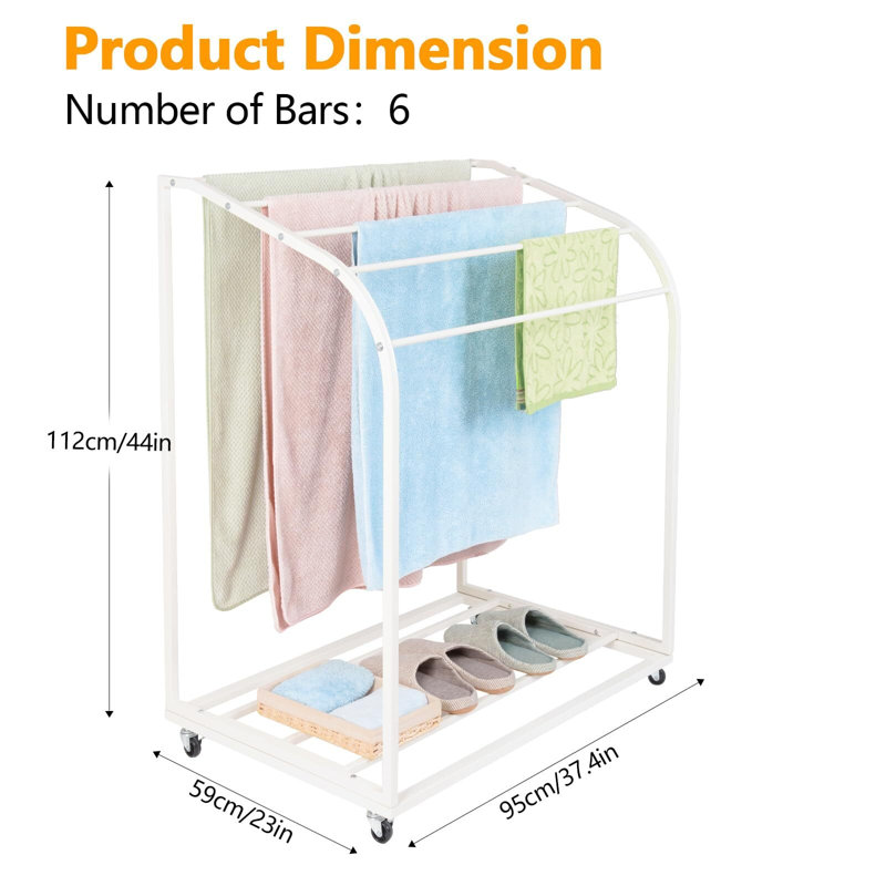 Pool Towel Rack Outdoor With Wheels, White