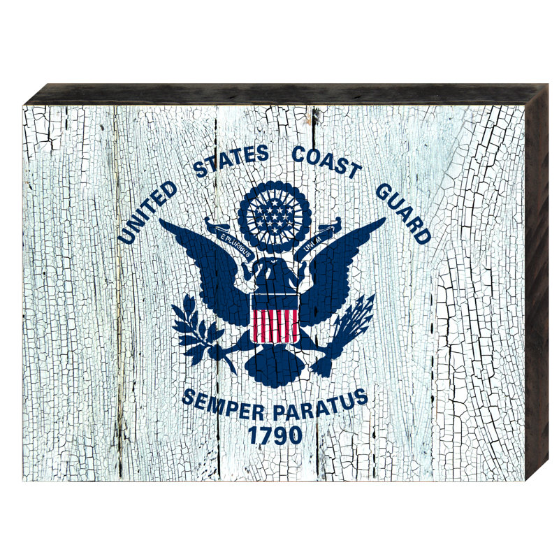 Drapeau de la garde côtière américaine, décoration murale en bois rustique, H 9 po x l 12 po x P 1,5 po