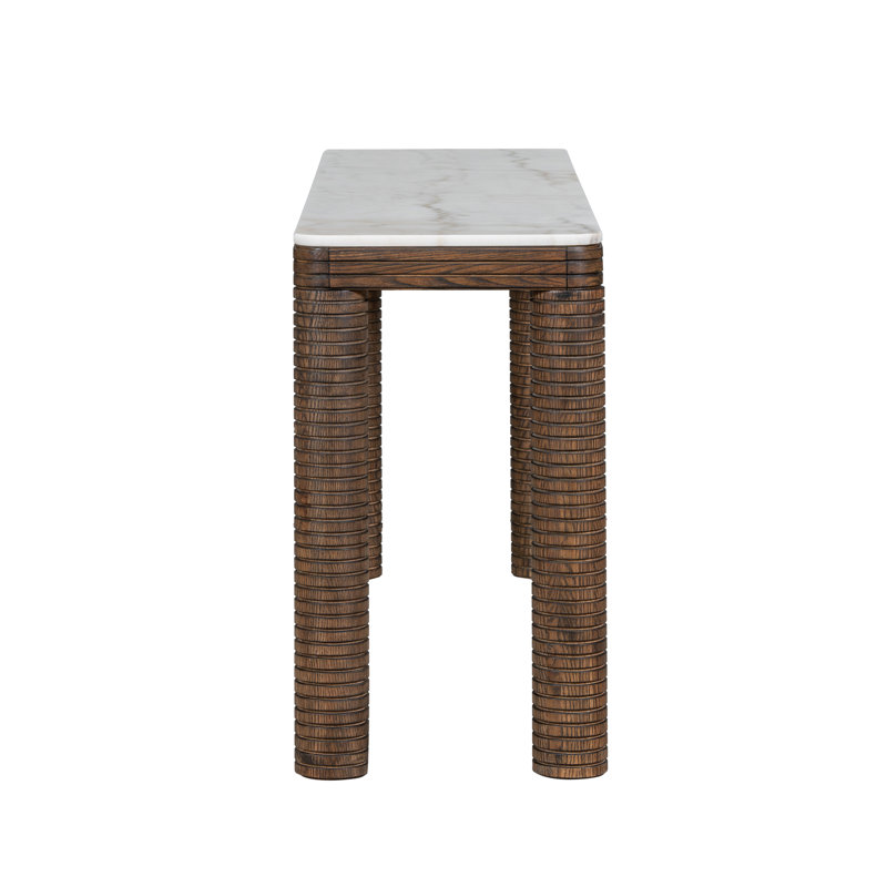 Durham Oak Wood with Grecian White Marble Top 72" Console Table