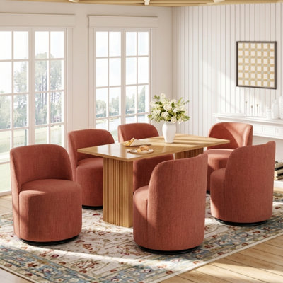 Fauteuil d'appoint pivotant en lin, tabouret de meuble-lavabo rond à dossier courbé, fauteuil d'appoint rembourré confortable pour coin-salon de chambre à coucher