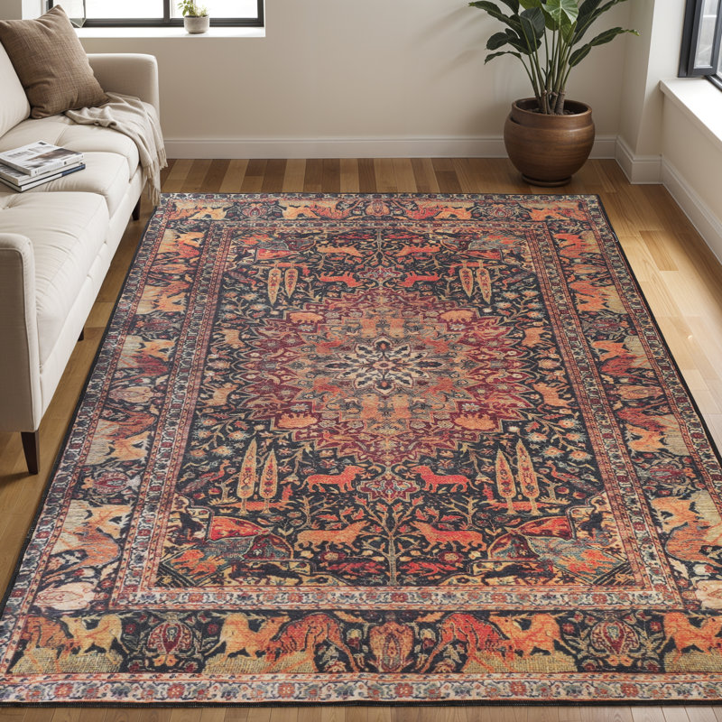 Dragomira Copley 100% Polyester Oriental Medallion Modern Indoor Area Rug , Rectangle 10' x 13'
