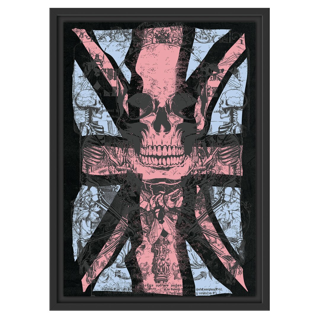 Gerahmtes Wandbild UK skull black