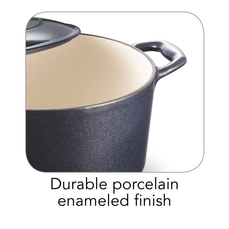Dark Blue Enameled Cast Iron 5.5-Quart Round Dutch Oven