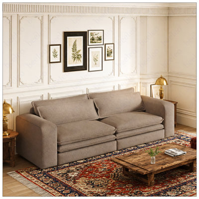 93" King Size Sleeper Sofa Bed, Pull Out Sofa Bed, 3 in 1 Convertible Sleeper Sofa, Chaise Lounge,3 Seat Teddy Couch with 2 Lumbar Pillows for Living Room
