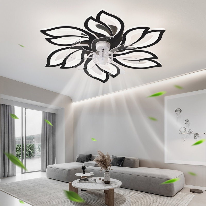 Ventilateur de plafond 25,5 po avec lumières, télécommande 3 températures de couleur, ventilateur à 6 vitesses