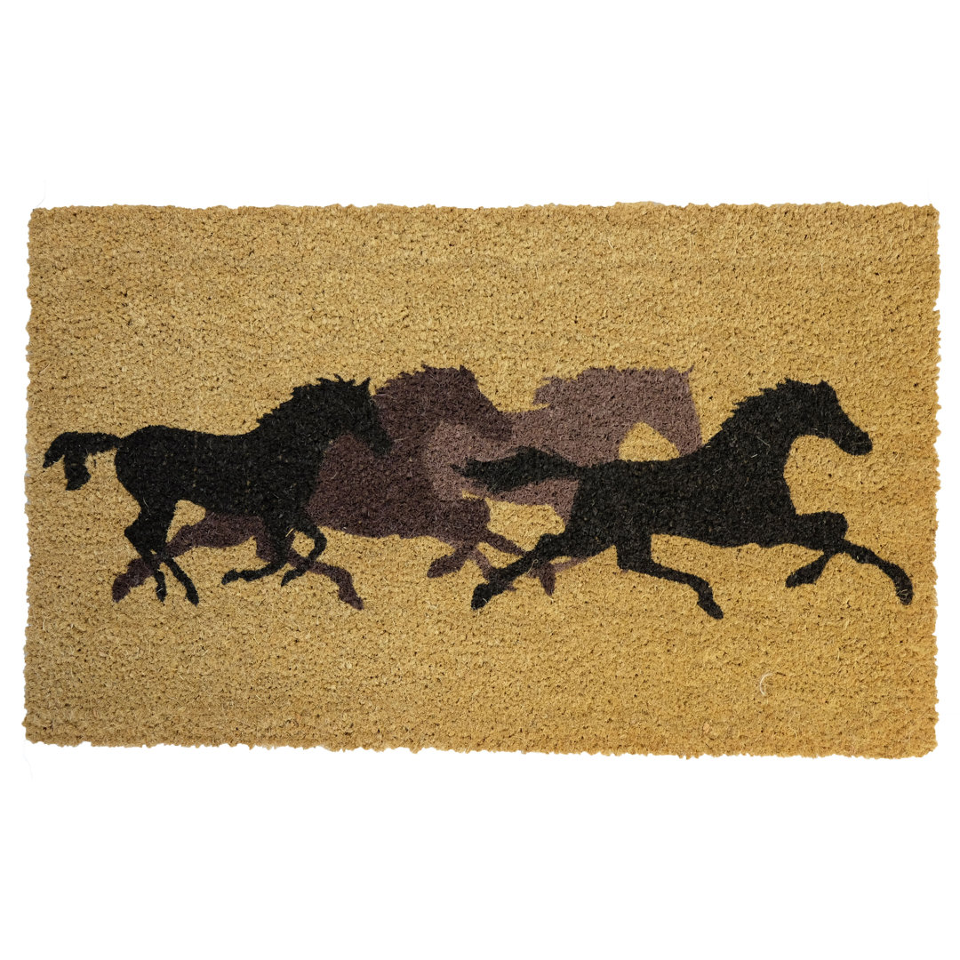 Moving Forward Running Wild Horses Coir 30" x 18" Non-Slip Indoor and Outdoor Door Mat Loon Peak®