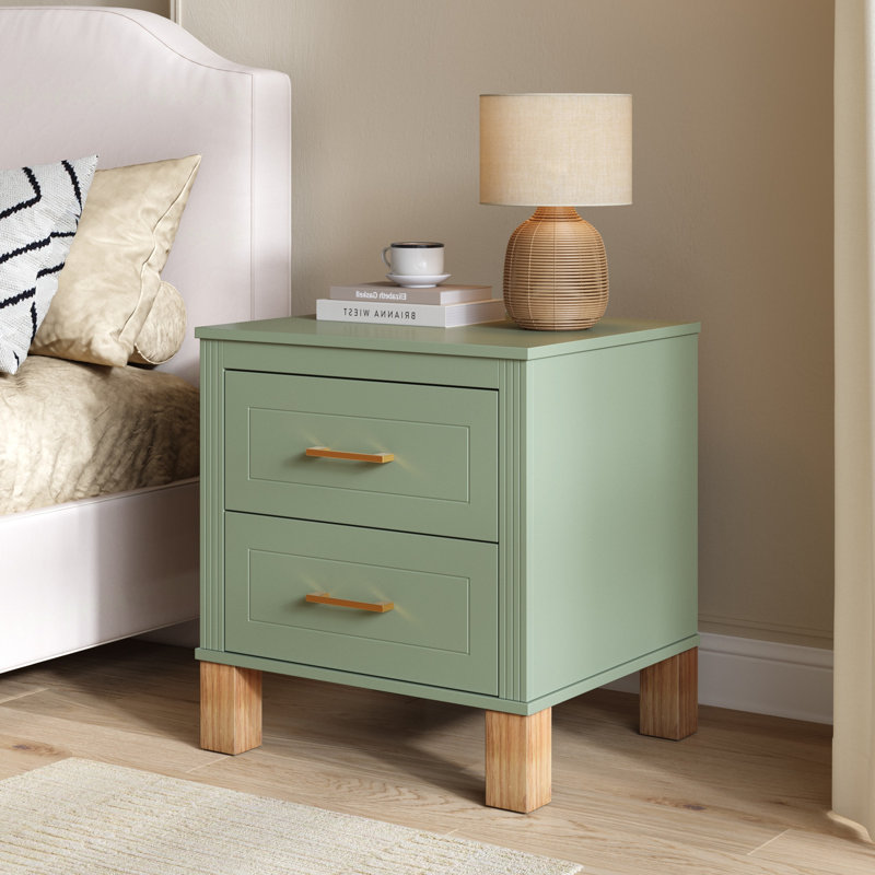 Table de chevet 2 tiroirs Sage Green