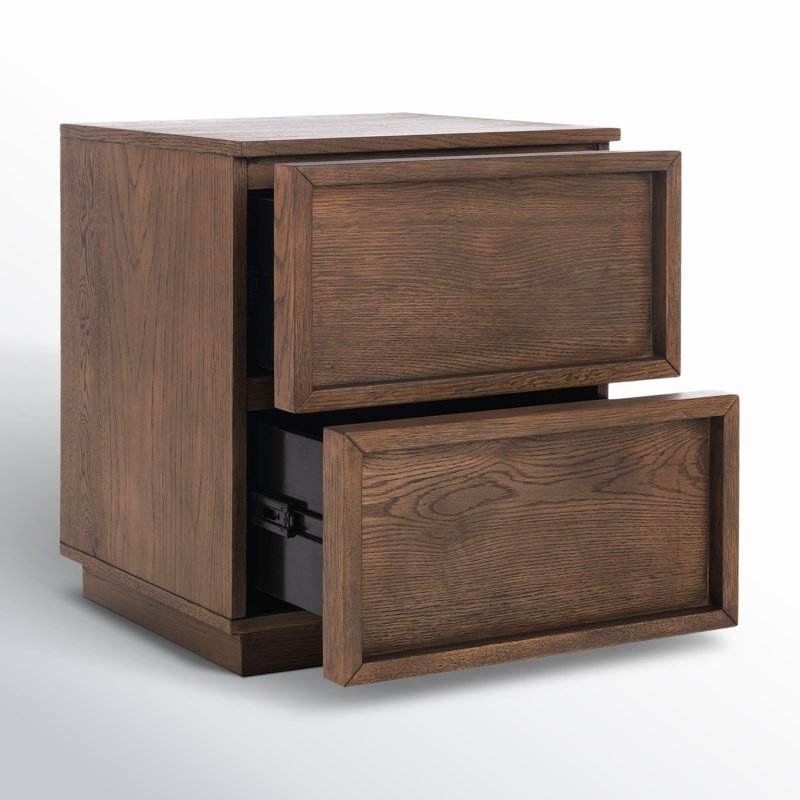 Hudson 2-Drawer 17.7" Nightstand, Medium Oak