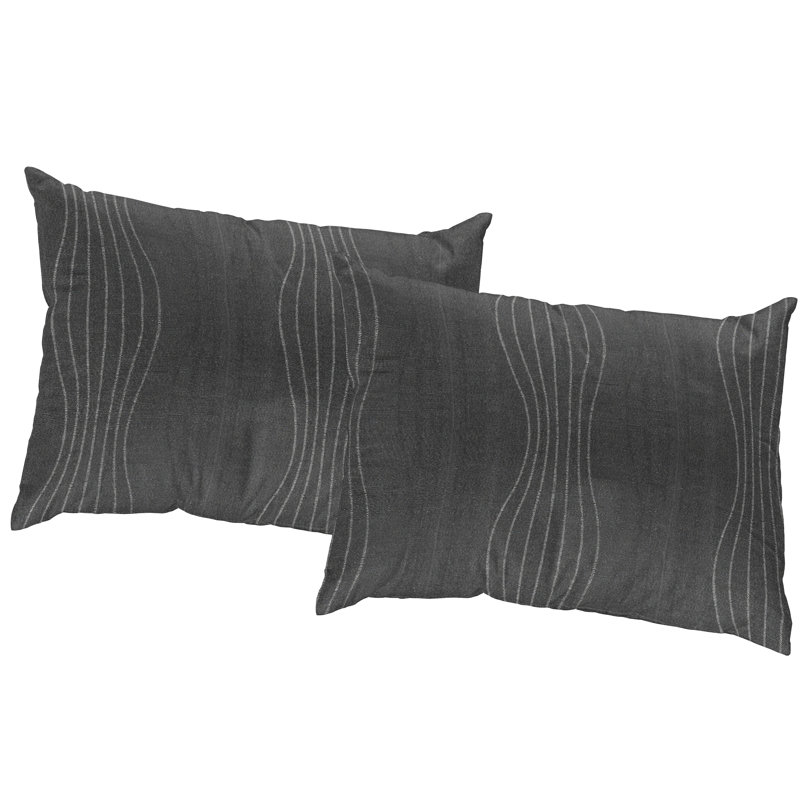 Brinnly Striped Rectangular Cushion Cover, Gray/Silver
