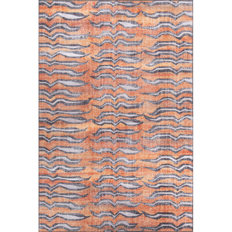 Tapis à motif tigre orange Hermione, Rectangle 3 pi 10 po x 5 pi 3 po