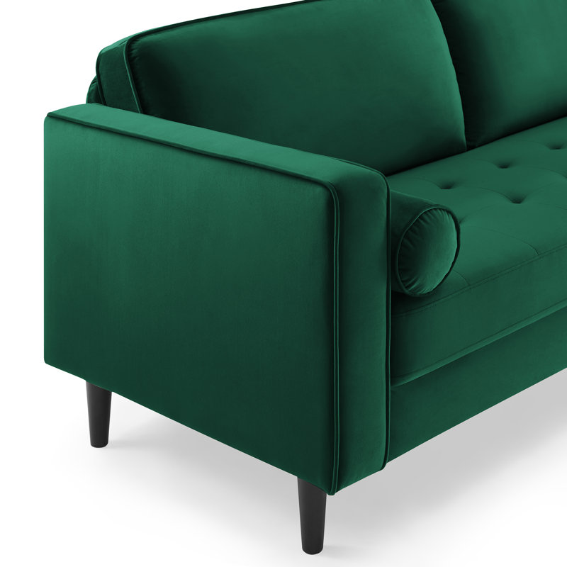 Jeses 207Cm Square Arms Sofa, Green Velvet