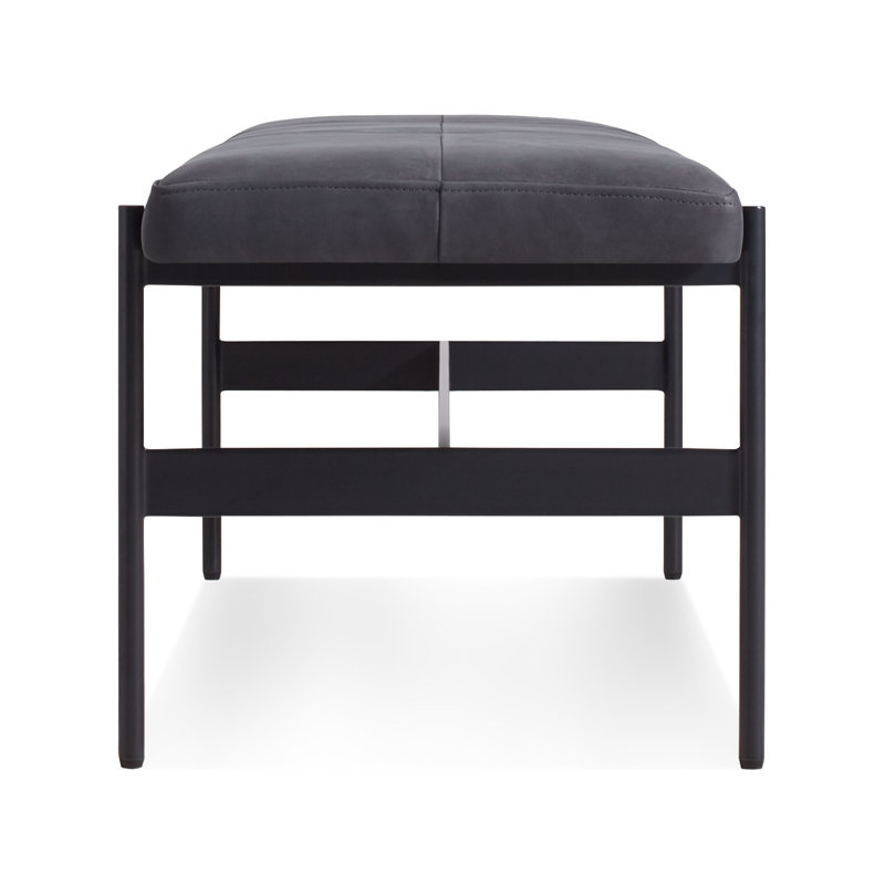 Daybench Leather Dining Bench, Ink Genuine Leather, 17" H x 55" W x 14" D, Oblivion