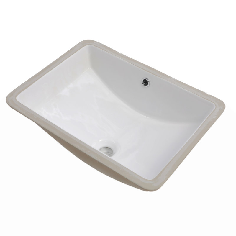21"X14"  Ceramic Rectangular Undermount Bathroom Sink With Overflow