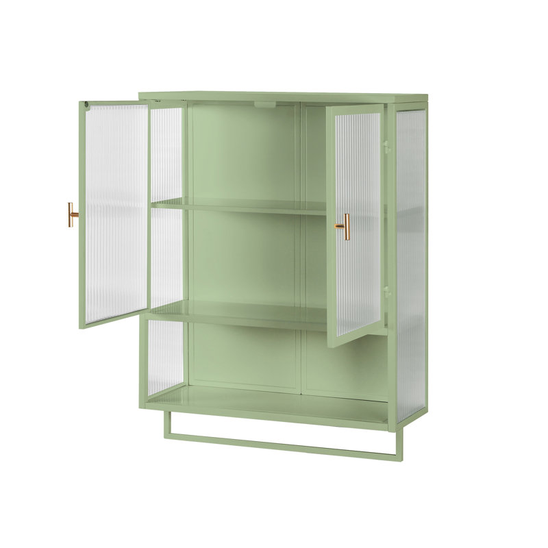 Armoire murale moderne 23,62 po à deux portes avec rangement fermé à deux niveaux, Vert