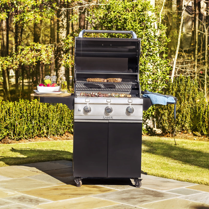 Barbecue au gaz à infrarouge à 3 brûleurs SABRE® Premium Deluxe, noir