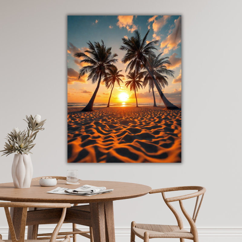 Art mural tropical en verre trempé Sunset