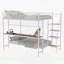 Lit superposé double au-dessus d'un lit double avec bureau intégré et éclairage à DEL - conception loft peu encombrante pour enfants et adolescents, structure robuste, assemblage facile, parfait pour les chambres à coucher et les dortoirs