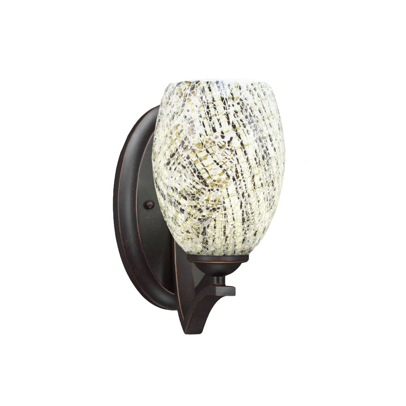 Zilo Wall Sconce Shown In Graphite Finish With 5" Natural Fusion Glass, Natural, Graphite