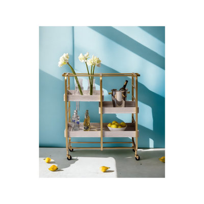 Kitchen Cart, Metal Frame Serving Cart With Casters