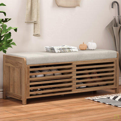 Banc à chaussures avec rangement et coussin, banc de rangement à volets avec charme pour le salon, vestibule