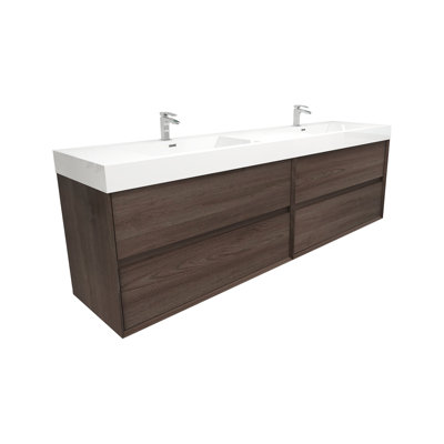 83.4'' Double Bathroom Vanity with Acrylic Top