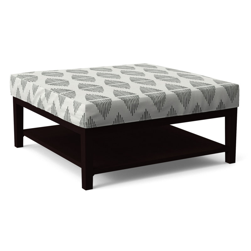 Hammond Square Ottoman, Light Blue and White Stripe; 0256-54, Java Finish